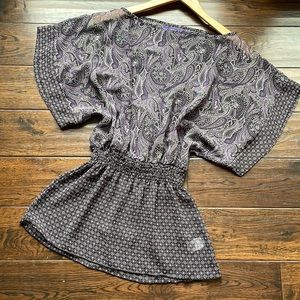 Miley Cyrus x Max Azaria paisley elastic waist dolman peplum purple black